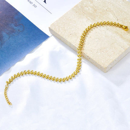 LUXUSTEEL Fashion Stainless Steel Anklets For Women Girls Boho Golden Color Leaf Arrow Ankle Bracelet Ocean Beach Foot Jewelry