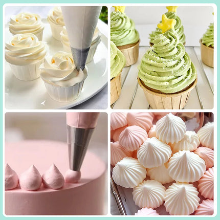 8pcs Piping Nozzles Set, Stainless Steel Icing Nozzles, Cream Cake Piping Tips For Dessert Biscuit Cup Cake, Kitchen Accessories
