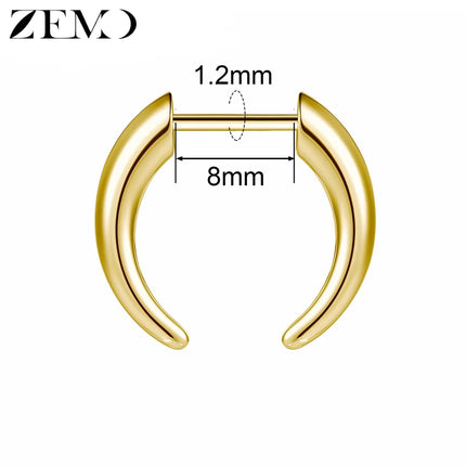 ZEMO 1 Piece 16G Horn Nose Ring Stainless Steel Threadless Septum Ring Spike Ox Horn Ear Helix Nostril Piercing Jewelry 8MM/10MM