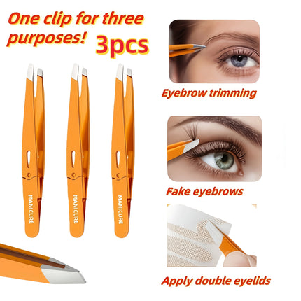 High-Quality Stainless Steel Eyebrow Tweezers Hair Removal Tweezers Specialized for Beard Removal, Slant Tip Eyebrow Clip
