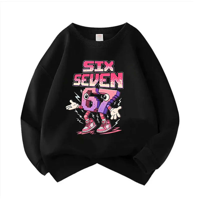 Pullover Spring Crew Neck Six Seven Italian Brainrot 67 Number Graphic Print Hoodie Boy/Girl Kids Comfortable Sweatshirt