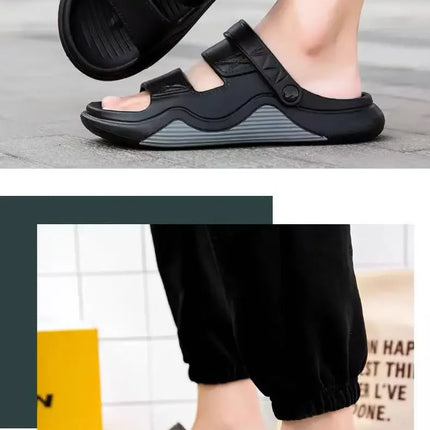 Men's Summer Outdoor Sandals Anti-Slip Beach Thick Bottom Color Block Soft Comfortable Sports Slippers PVC Material Leisure Styl