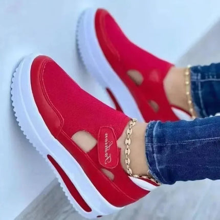 Red Sneakers Women Shoes Woman Tennis Shoes Canvas Shoe Female Casual Shoes Ladies Sport Shoes Platform Sneaker Hollow Out Shoes