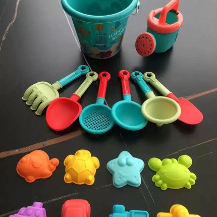 16pcs Children's Beach Toy Set Baby Playing In Water And Beach Large Sand Shovel Beach Bucket Sand Digging Tool Sand Toys