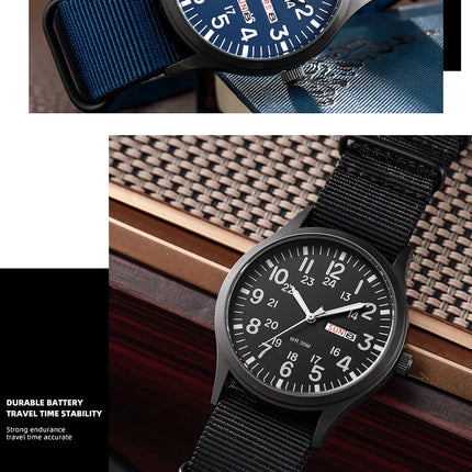 2024 TPW Field Watch Easy-Read Fabric Strap 24-Hour Display Quartz Movement