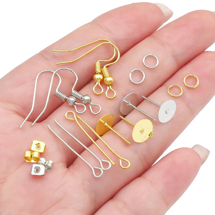 1060pcs DIY Jewelry Making Kit Earring Hooks Open Jump Rings Headpins Eye Pins Earring Backs Set with Organizer Box Accessories