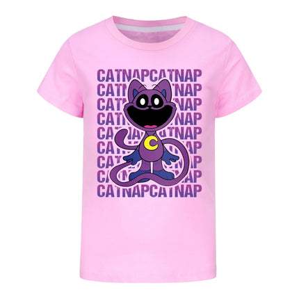 Smiling Critters T-shirt Kids Short Sleeve T-shirts Toddler Girls Cartoon Catnap Clothes Baby Boys T-shirt Children Casual Tops