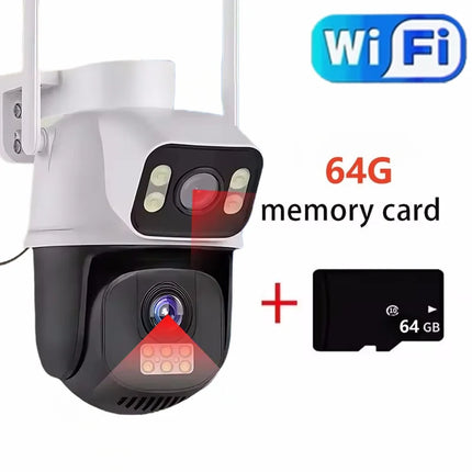 8MP 4G Sim Card Camera Dual Lens Dual Screen Wireless WiFi Outdoor Surveillance Cam Human Detect Security Protection PTZ IP Cam