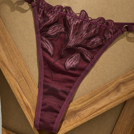 Brownish RedBra Set Double Layer Design No Skin Irritation Comfortable Underwear Women's Fashion Color Block Bralette