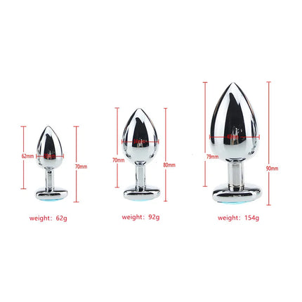 Heart Base Metal Anal Plug 3 Sizes Crystal Butt Plug for Women Removable Stainless Steel Anal Anus Masturbation Adult Sex Toys
