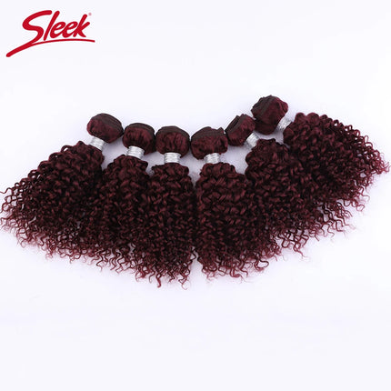 Brazilian Kinky Curly Human Hair Bundles 6Pcs 99J Jerry Curly Human Hair Extensions Topper Woman 100% Remy Human Hair Bundles