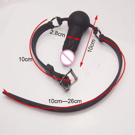 BDSM Silicone Penis/Dildo Mouth Penetration/Ball Gag Reversible Dual Use,Sex Toys For Couples,Bondage