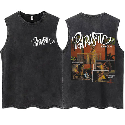 Wash KAROL G 2025 New Album Tropicoqueta Tank Tops Men Women Aesthetic T Shirt Casual Oversized 100% Cotton Sleeveless T Shirts