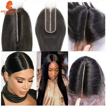 Millionaire Queen 2x6 Deep Parting HD Lace Closure Frontal Only Melt Skin Straight Hair Kim K Closure Pre Plucked Virgin Hair