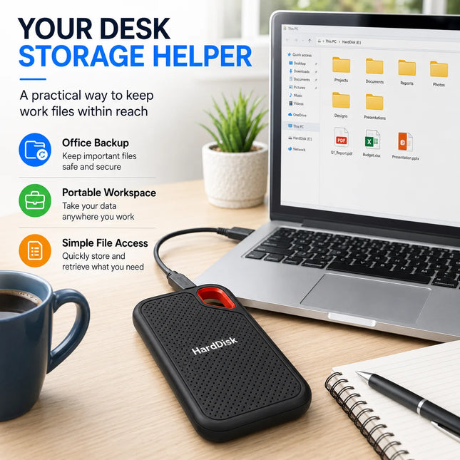 1TB Portable SSD 2TB External Hard Drive USB Type-C Compact Storage for Laptop/Mac
