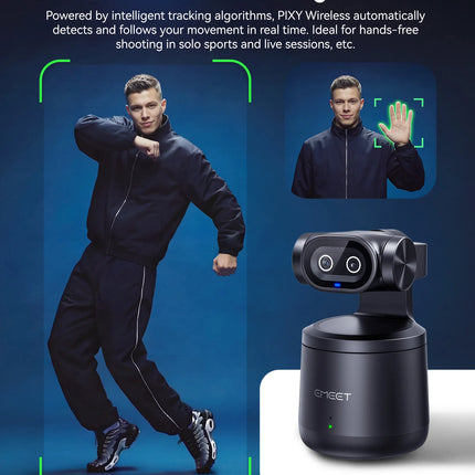 EMEET PIXY Wireless 4K Webcam Dual-Lens AI Tracking PTZ Streaming Camera Gesture Control HDR Live Streaming for YouTube/Facebook