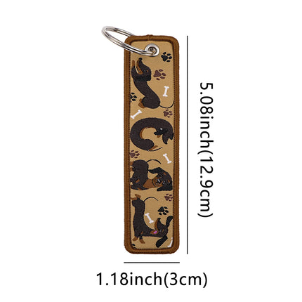 1Pcs Funny Dachshund Embroidered Keys Tag Keychains for Women Keyring Cute Dog Animal Car Keys Fashion Jewelry Accessories Gift