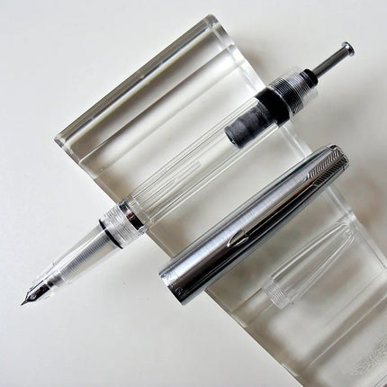 NEW Wingsung 601 Press Piston Fountain Pen Iridium EF/F Nib Steel Cap Vacumatic Resin Ink Pen School Stationery Office Supplies