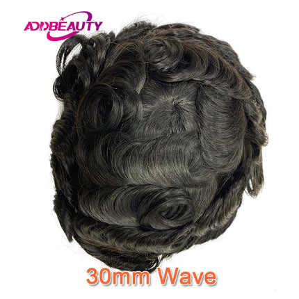Men Toupee Human Hair Fine Mono NPU Indian Human Hair Wigs for Man Afro Human Hair System 15mm Curly Hair Topper Natural Color