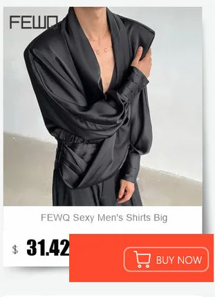 FEWQ Fashion Men's Shirts Turn-down Collar Long Sleeved Pattern Design Casual Single Breasted Loose Male Tops Spring 24K2996