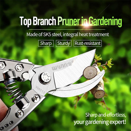 SK5 Steel Garden Pruning Shears Heavy-Duty Bypass Pruner for Tree Branch Trimming Ergonomic Gardening Scissors Tool