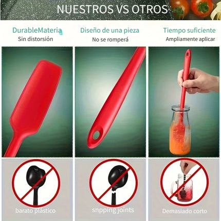 Long Handle Silicone Spatula for Kitchen, Jar Scraper Spatula, Non-Stick Rubber Scraper, Smoothies, Blenders Cooking Baking