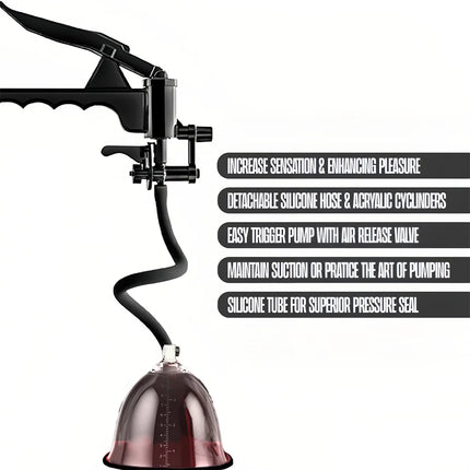 Handheld Vacuum Pump Trigger Control Adjustable Suction Silicone Seal Chest Nipples Pussy Clitoris Stimulator Sex Toy For Women