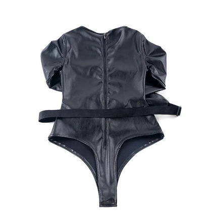 Women Sex Toys of BDSM Bondage Long Sleeve Bodysuit Belt Leather Arm Binder Restraint Straitjacket for Slave Cosplay Costume
