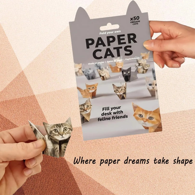 50pcs/Set 3D Cute Origami Cats and Dogs, Creative DIY Origami Kit, Fun Activities for Adults and Children, Desktop Decoration, Pet Lover's Gift, Christmas Gift, Home Decor