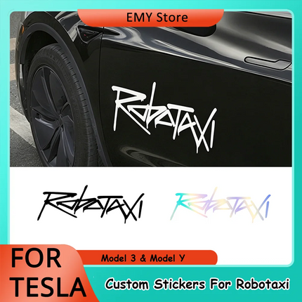 For Tesla Robotaxi PET Waterproof Weatherproof Car Decal Auto Exterior Styling Letter Sticker for Vehicle