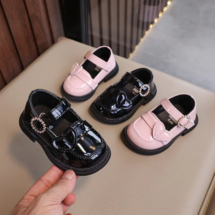Crystal Girls Flats Shoes Kids Leather Shoes Baby Toddler Anti-Slippery Casual Footwear Child Single Shoes Infant First Walkers