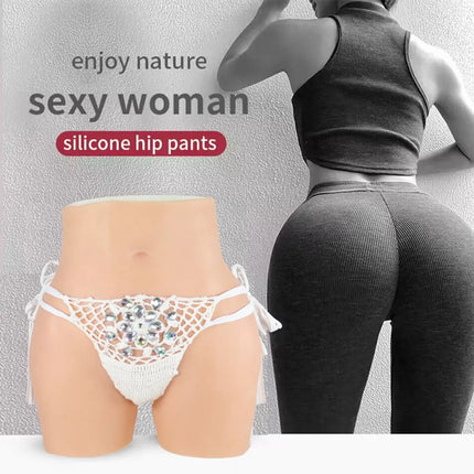 YUERUGOU K-P Men Silicone Fake Vagina Pants Sexy Butt Shemale Cosplay Crossdresser Drag Queen Hip Enhancer Pants 6 Colors