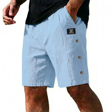 Men's Cotton Linen Shorts Pants Male Summer Breathable Solid Color Trousers Beach Shorts Fitness Streetwear Holiday Men's Pants