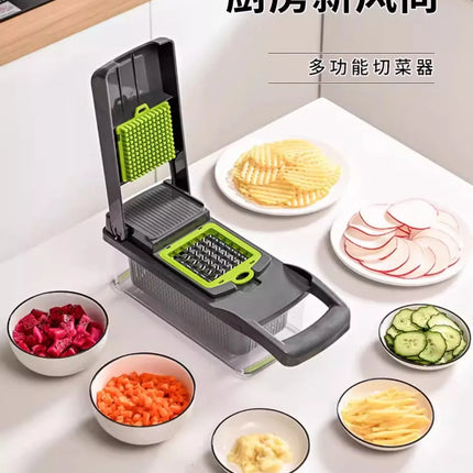 16 in 1 Handheld Slicers Dicers Graters, Multifunctional Vegetable Chopper Kitchen Food Tool with Container & Safety Guard