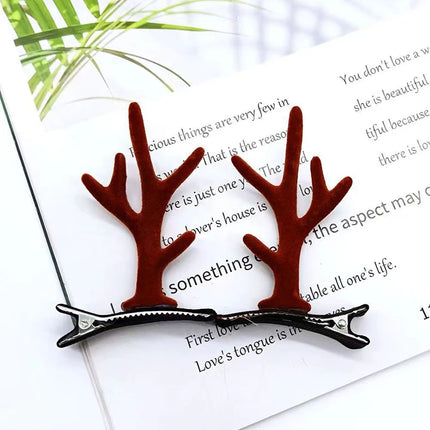 New 2Pcs Antler Christmas Hair Clips Women Girls Festival Party Sweet Headwear Accessories Children Student Hairpin Decoration