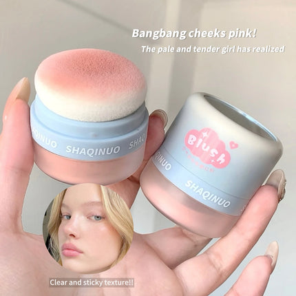 SHAQINUO 3 Color Airy Boom Blush Powder Lazy Air Blush Expanding Mushroom Head Blush Powder Even Skin Tone Blush