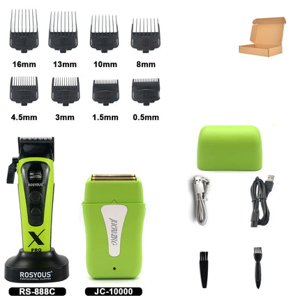ROSYOUS RS-888C KM-1595 JC-10000 External Rotor Brushless Motor Men Electric Hair Clipper Kit 8000RPM Professional Hair Trimmer