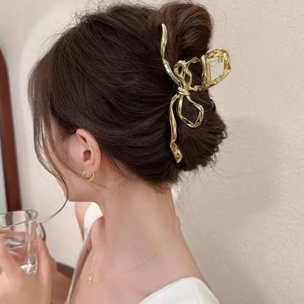 2024 New Vintage Ribbon Bow Hair Claws Exquisite Metal Hair Clip Clasp Hairpins For Women Hair Accessories Barrettes Shark Clips
