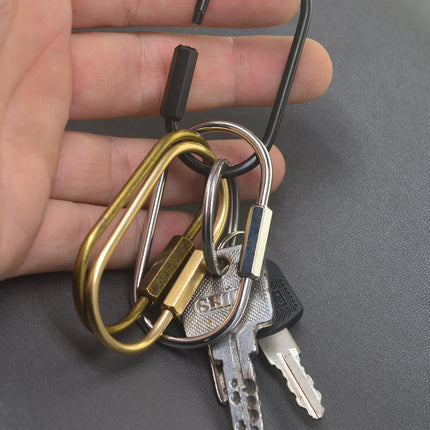 60mm  Bronze Silver matte black brass wire wrap run course oval Screw Lock Carabiner Key ring Keychain DIY EDC housewarm gift