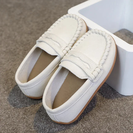 Boys Moccasins Shoes Fashion Solid Color Kids School Causal Shoes Breathable Non-slip Children Slip-on Flats Loafers Size 21-30