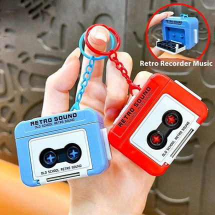 Retro Mini Recorder Player Keyring New Style Funny Record Players Keychain Suprise Gift Supplies Car Keychain