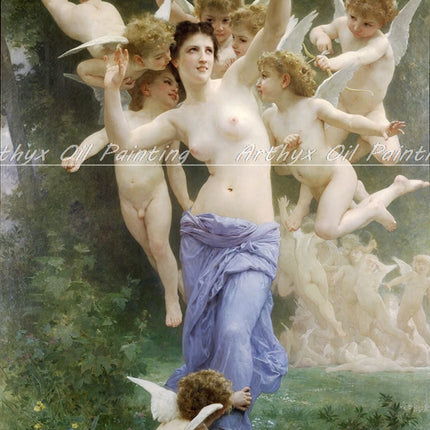 Arthyx,Print Love On The Look Out Of William Adolphe Bouguereau Oil Paintings On Canvas,Classical Wall Picture Living Room Decor
