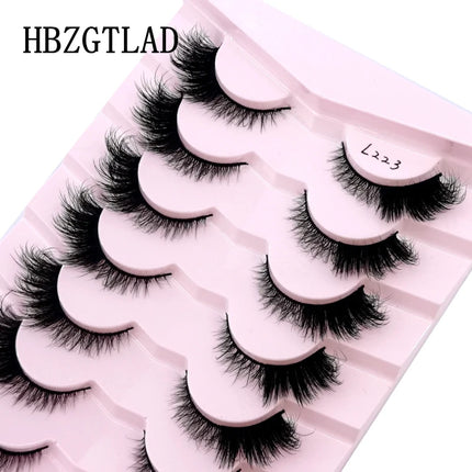 7pairs Natural Russian Strip Lashes Fluffy Mink Lashes 3D False Eyelashes Fluffy Volume Eyelashes Fake Eyelash Extension Make Up