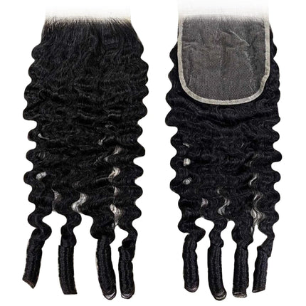 Megeen Burmese Curly 5x5 Transparent Lace Closure with Spriral Ends Free Part 12-20 Inch Hair Extensions for Black Women 15A