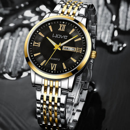UTHAI Men's Watch High End Calendar Luminous Steel Wristband Fashion Trend Classic Business Quartz Watch Clock Gift