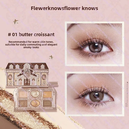 Flower Knows The Sweetie Bear Collection Eyeshadow Palette 6 Colors Glitter Matte Natural Bronzer Multi Use Kawaii Makeup