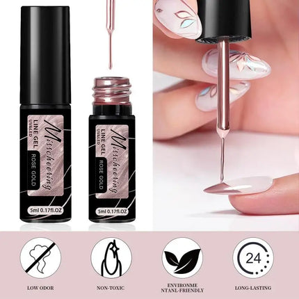 Gold Silver Metallic Chrome Mirror Super Bright Liner Paint Gel French UV LED Semi Permanent Nail Polish Nail Gel
