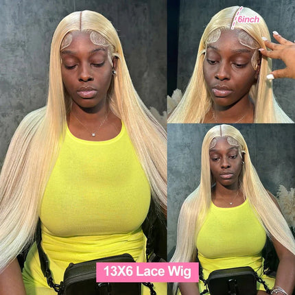 40 inch 613 Honey Blonde Color Straight 13x4 Lace Front Human Hair Wigs For Women Brazilian 13x6 HD Transparent Lace Frontal Wig