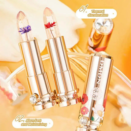 Crystal Petals Color-changing Lipstick Flower Gold Foil Desalination Color Lipstick Soft Delicate Lasting Waterproof Makeup