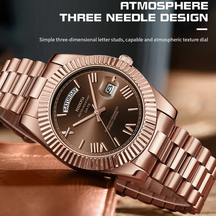 NIBOSI Brand Original Stainless Steel Quartz Watches For Men Luxury Date Display Luminous Fashion Men's Watch relogios masculino